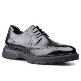 7CM/2.76 Inches CMR CHAMARIPA Men's Black Leather Derby Shoes