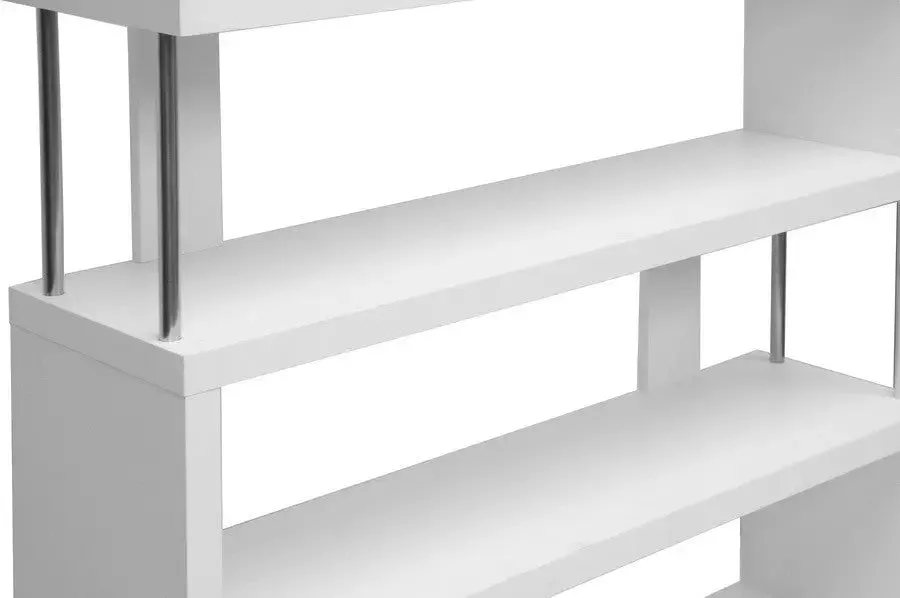 Barnes White Six-Shelf Modern Bookcase