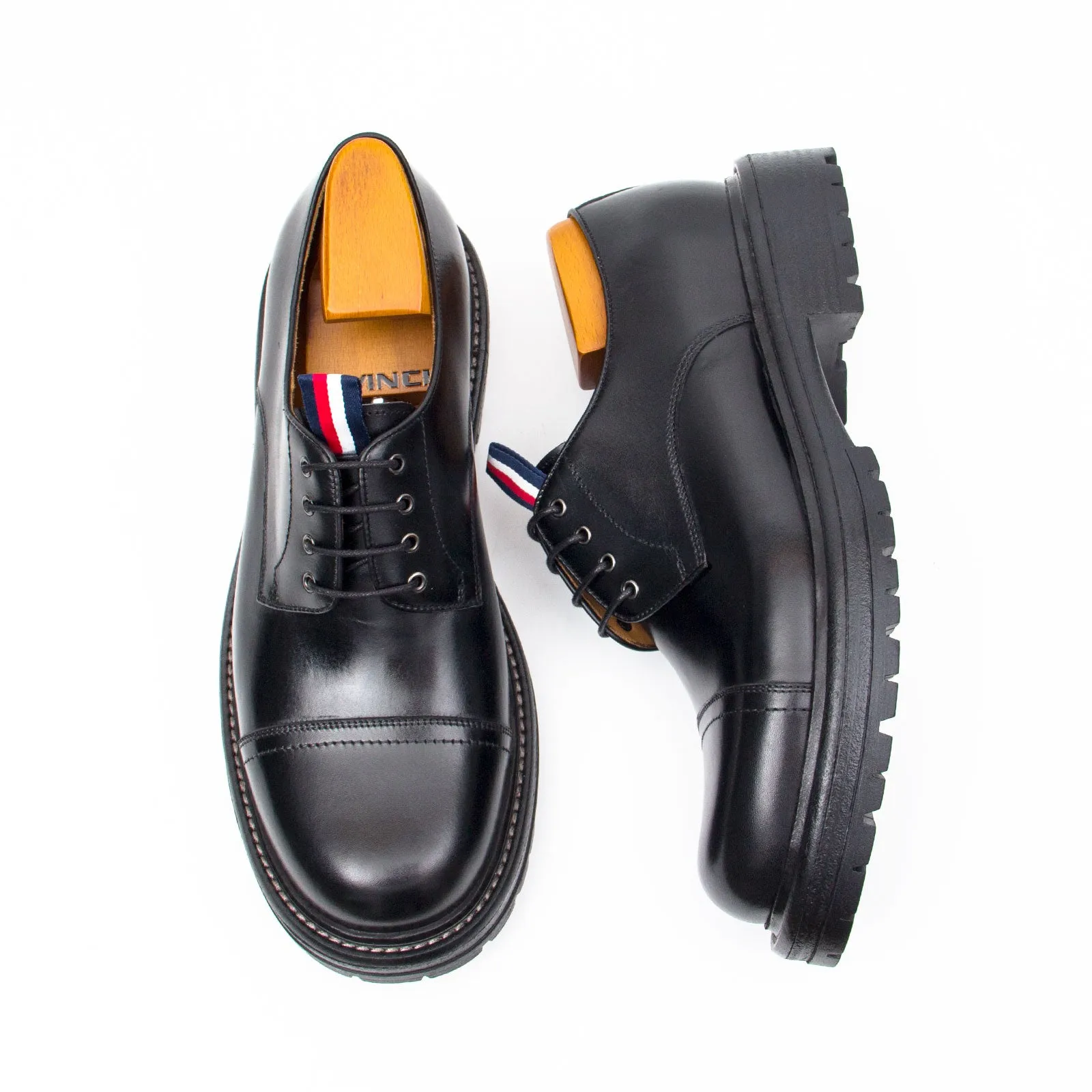 Big Cap Toe Derby shoes Black