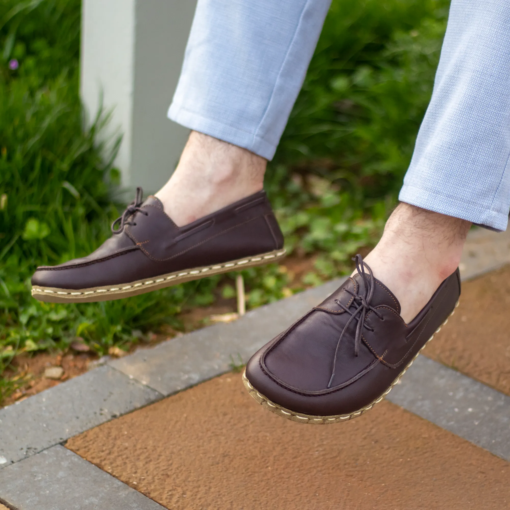 Bitter Brown Men's Leather Earthing Barefoot Shoes