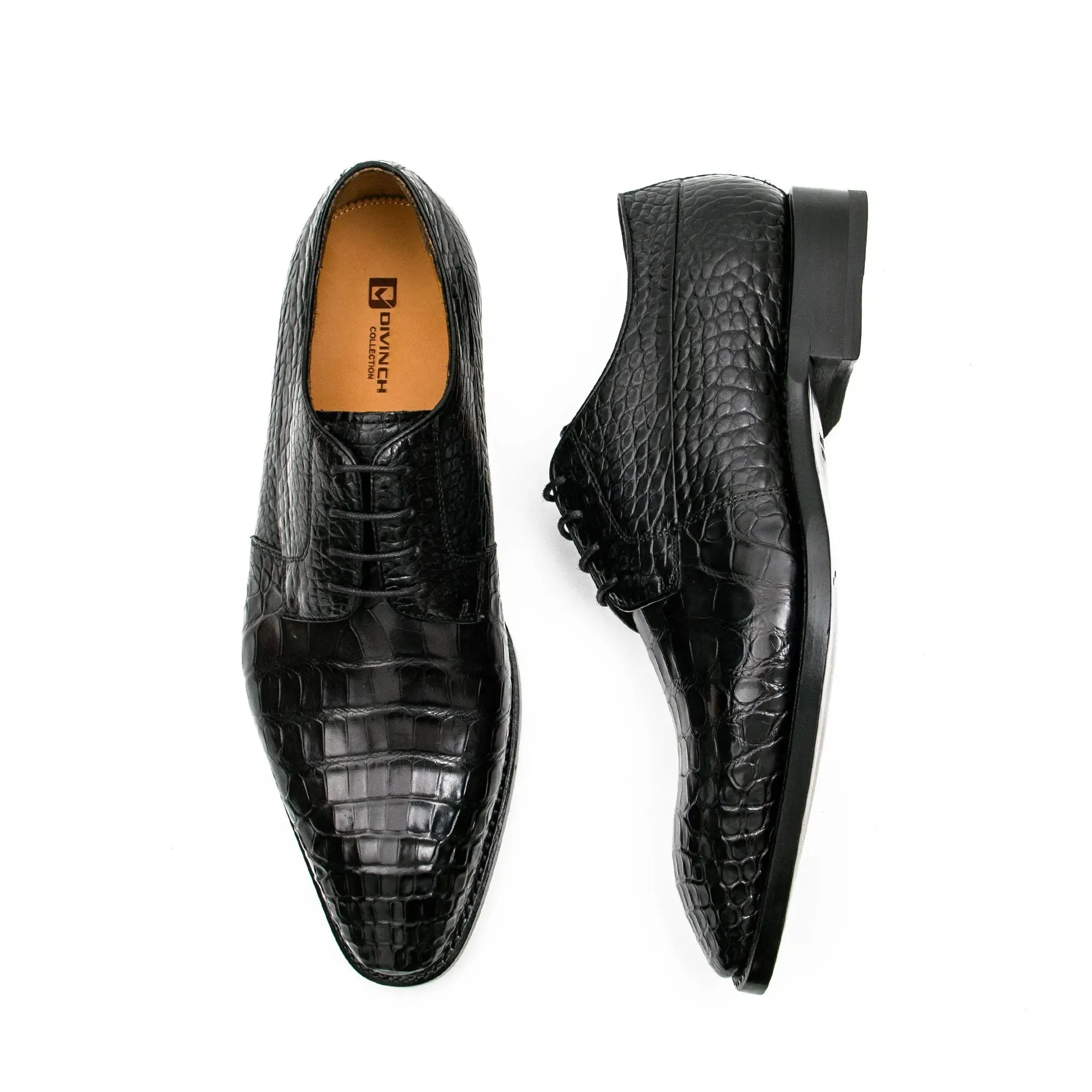 Black Crocodile Derby Shoes