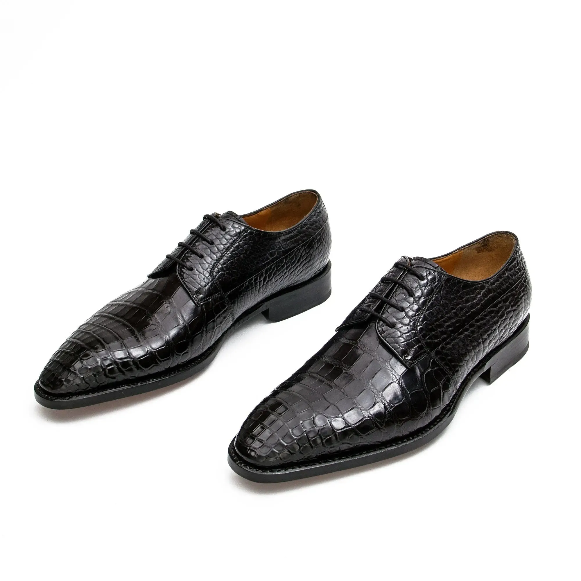 Black Crocodile Derby Shoes