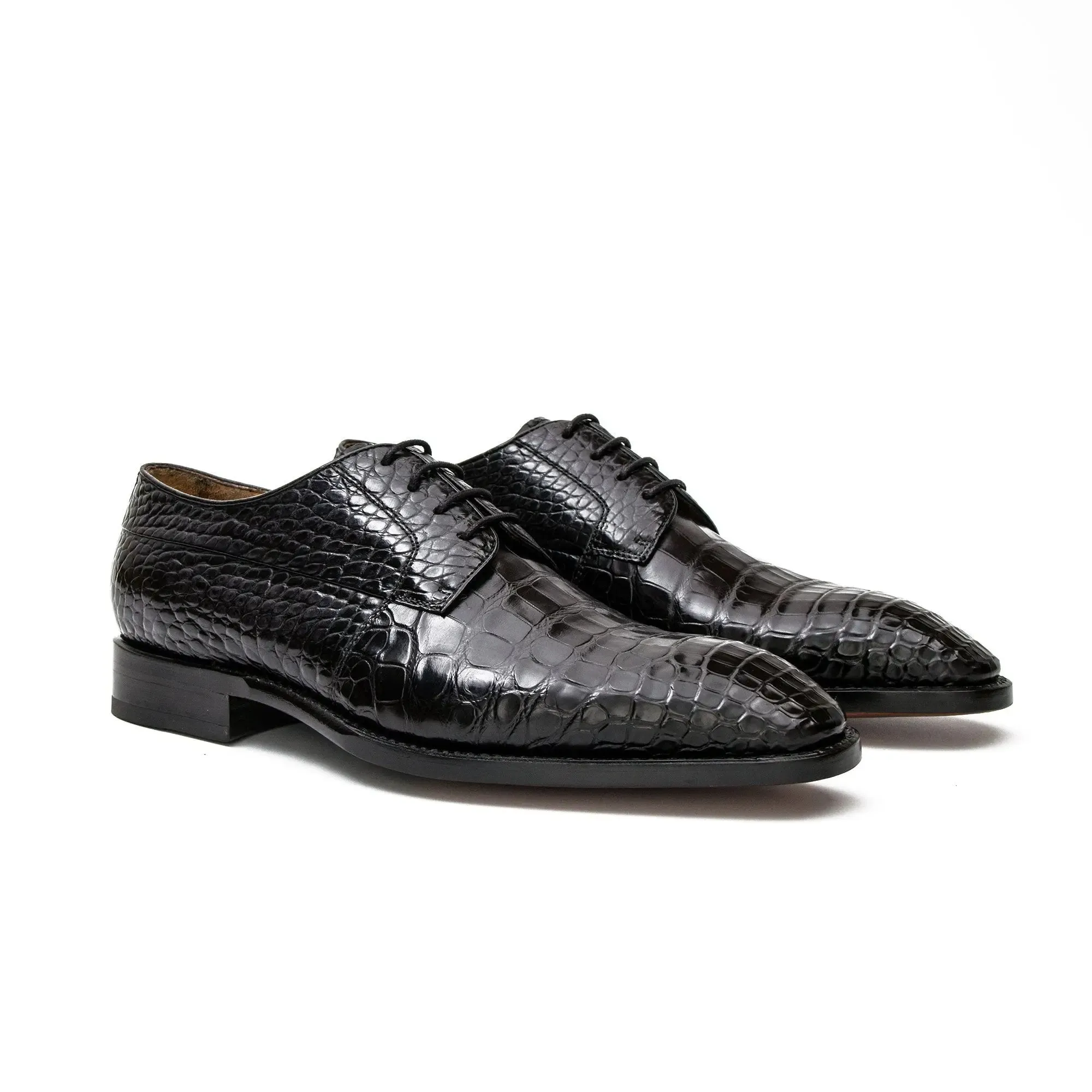 Black Crocodile Derby Shoes