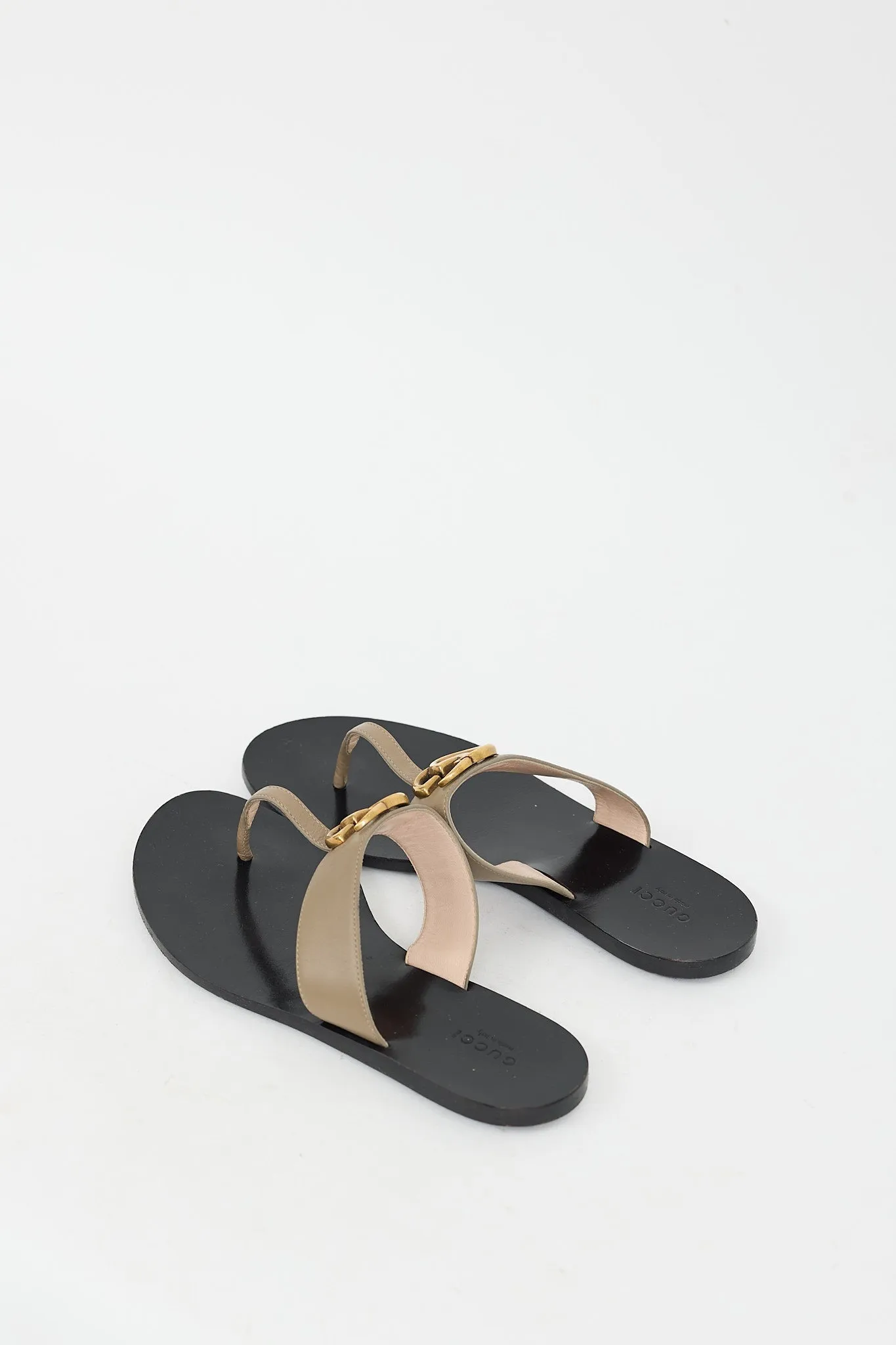 Brown Double G T-Strap Sandal