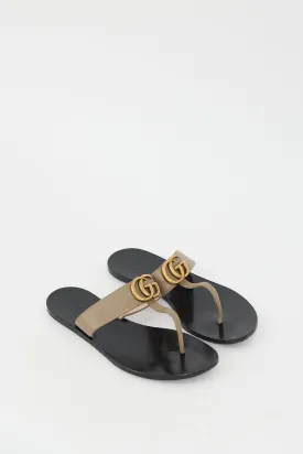 Brown Double G T-Strap Sandal