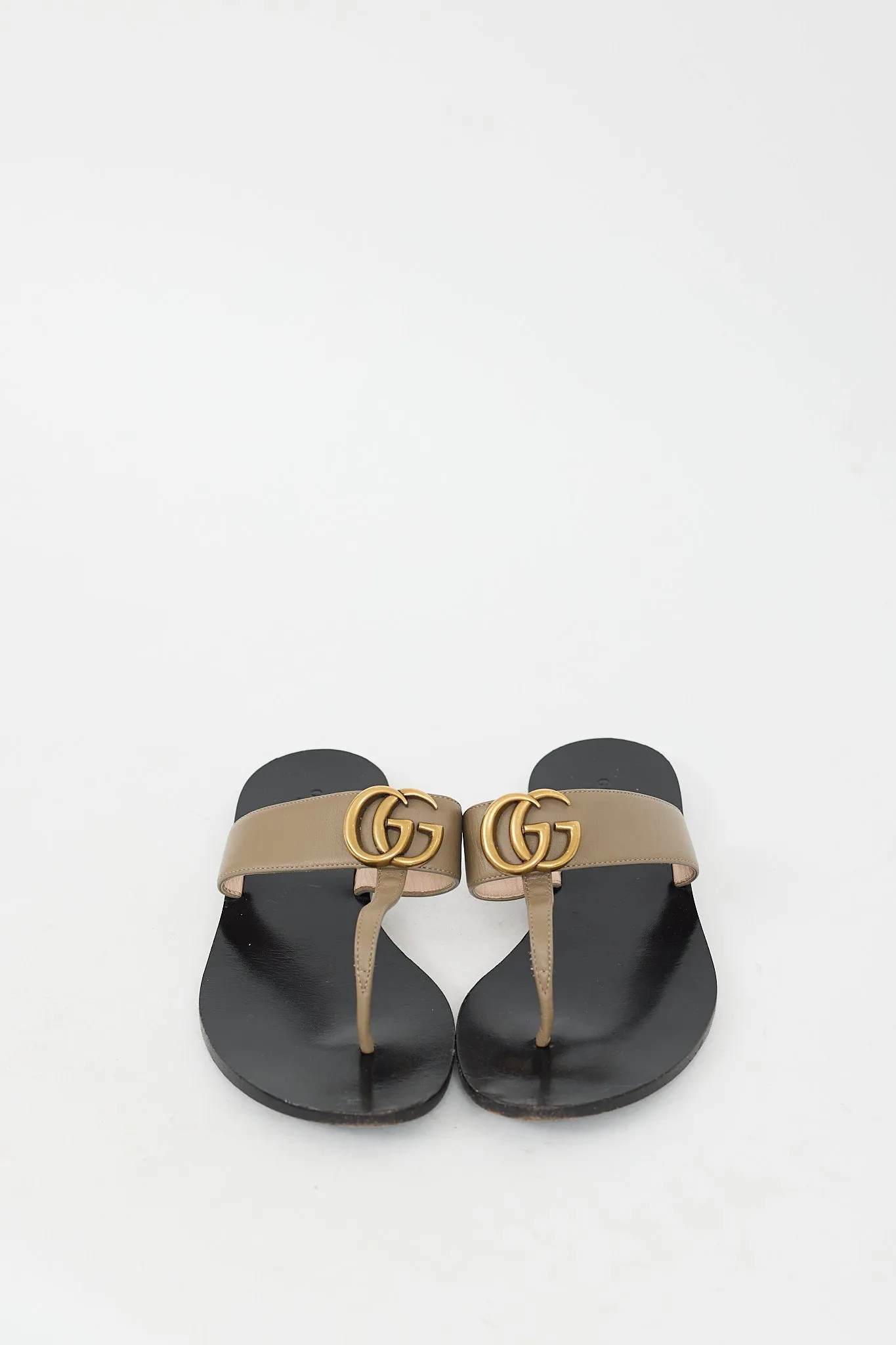 Brown Double G T-Strap Sandal