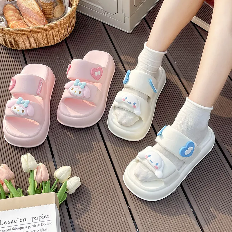 Cartoon Double Strap Chunky Sandals