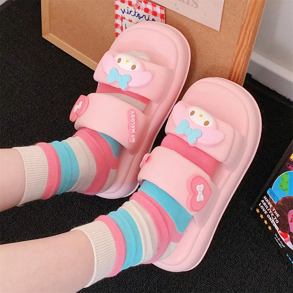 Cartoon Double Strap Chunky Sandals