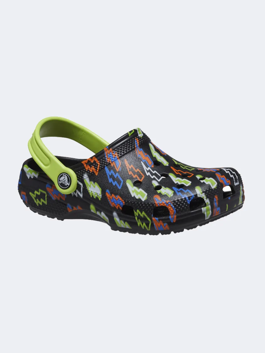 Crocs Classic Lightning Bolt Ps-Boys Lifestyle Slippers  Black/Multicolor