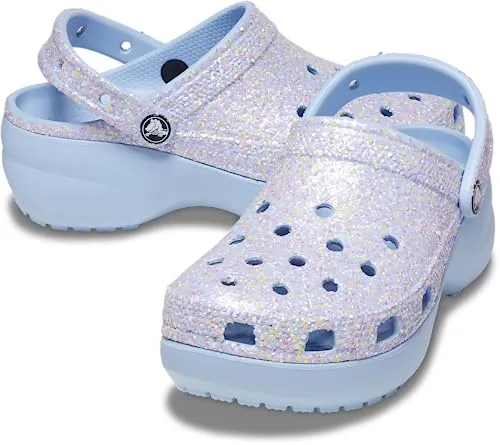 crocs Womens Classic Platform Glitter Clog Blue Calcite/Multi Clog - 6 UK (W8) (207241-4NT)