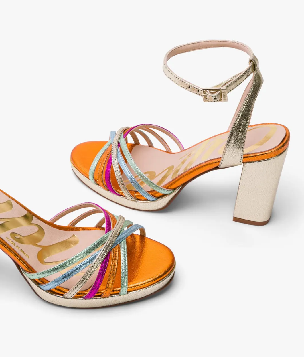 Cuple Multicolor Leather Platform Sandals