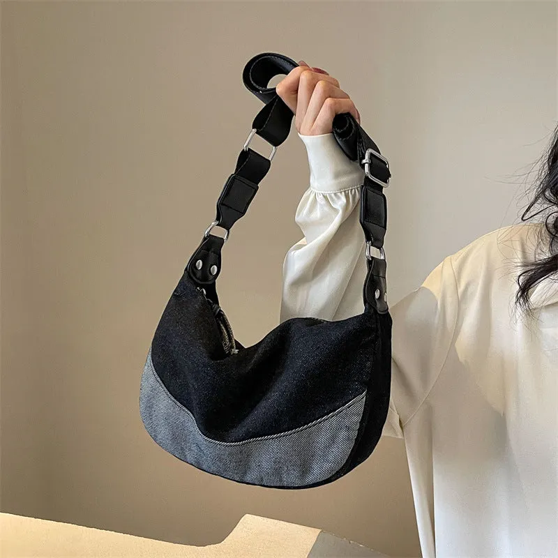 Denim Bag Women's Large Capacity  New Fashion Special-Interest Shoulder Crossbody Bag Casual Popular Dumpling Bag