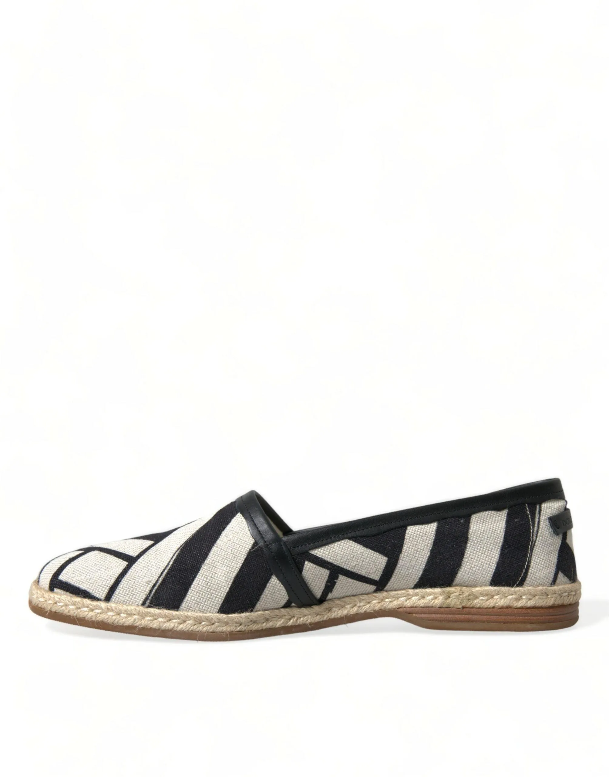 Dolce & Gabbana Beige Black Striped Canvas Espadrilles MONDELLO Shoes