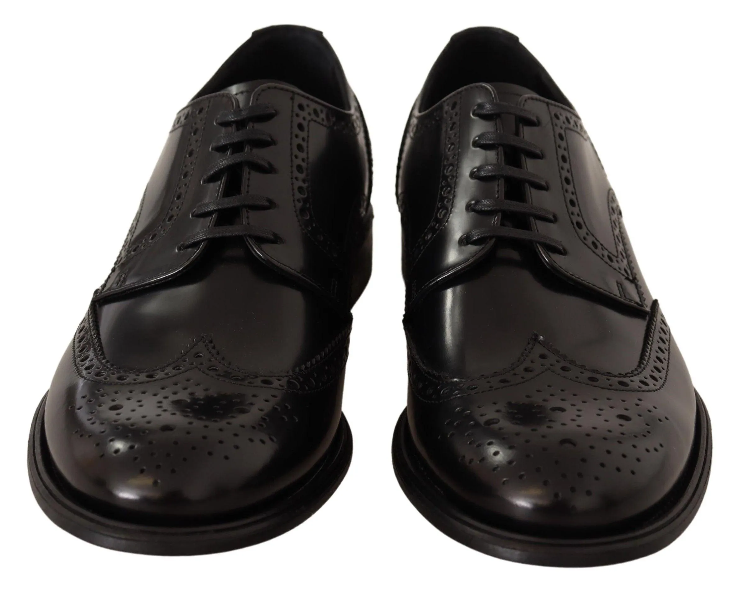 Dolce & Gabbana Black Leather Oxford Wingtip Formal Shoes