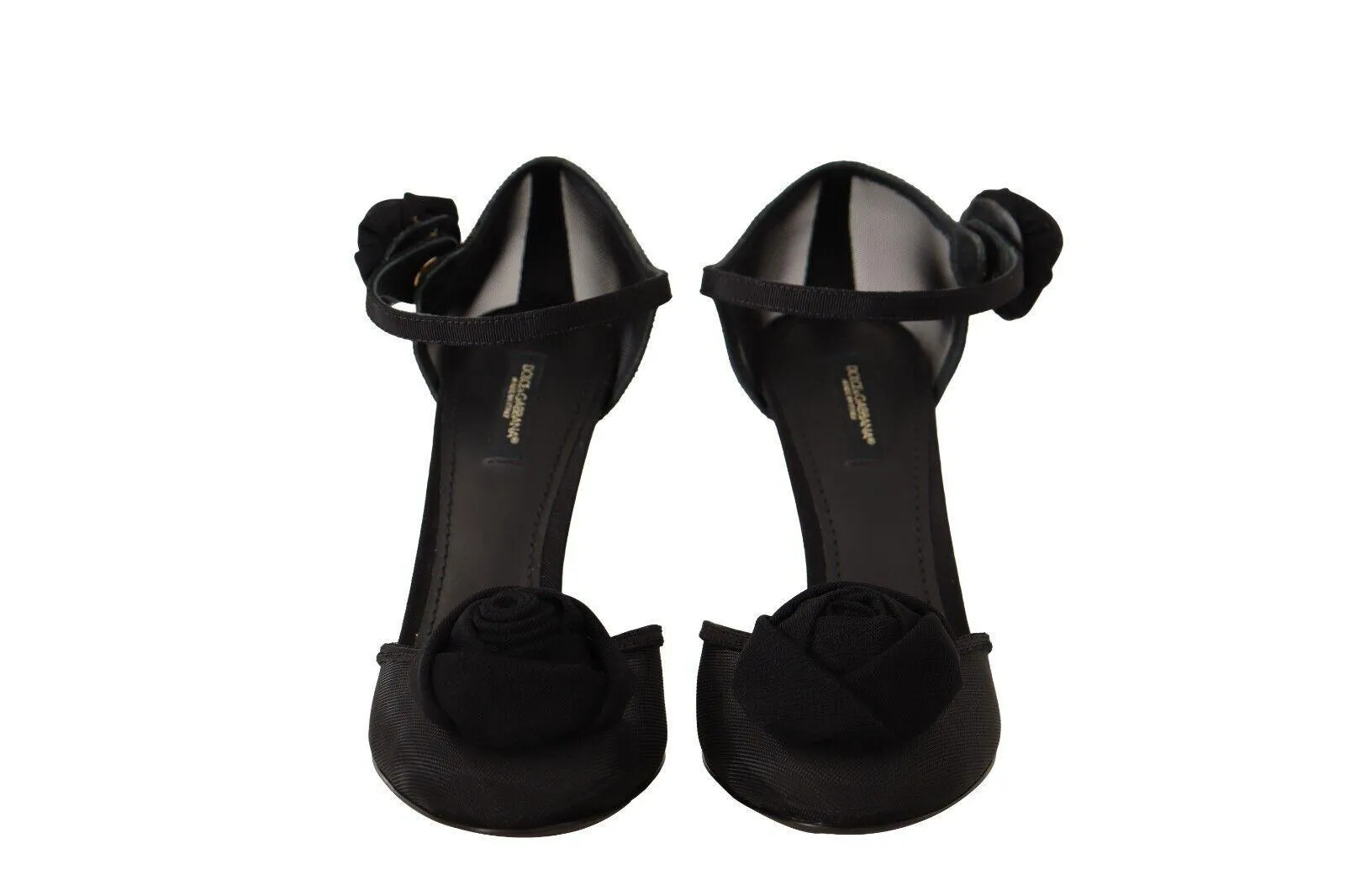 Dolce & Gabbana Black Mesh Ankle Strap High Heels Pumps Shoes