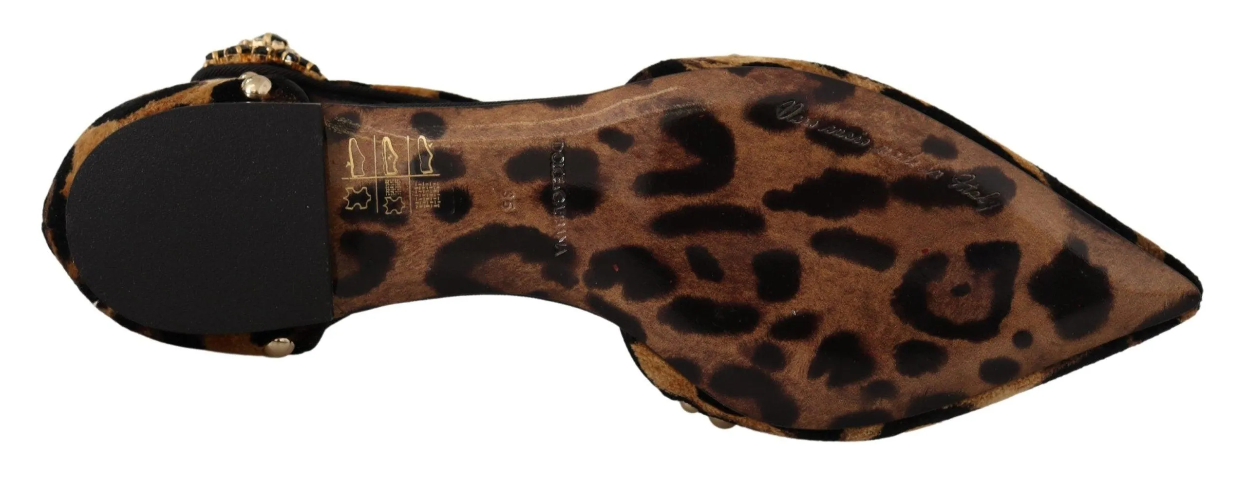 Dolce & Gabbana Brown Ballerina Embellished Leopard Print Shoes