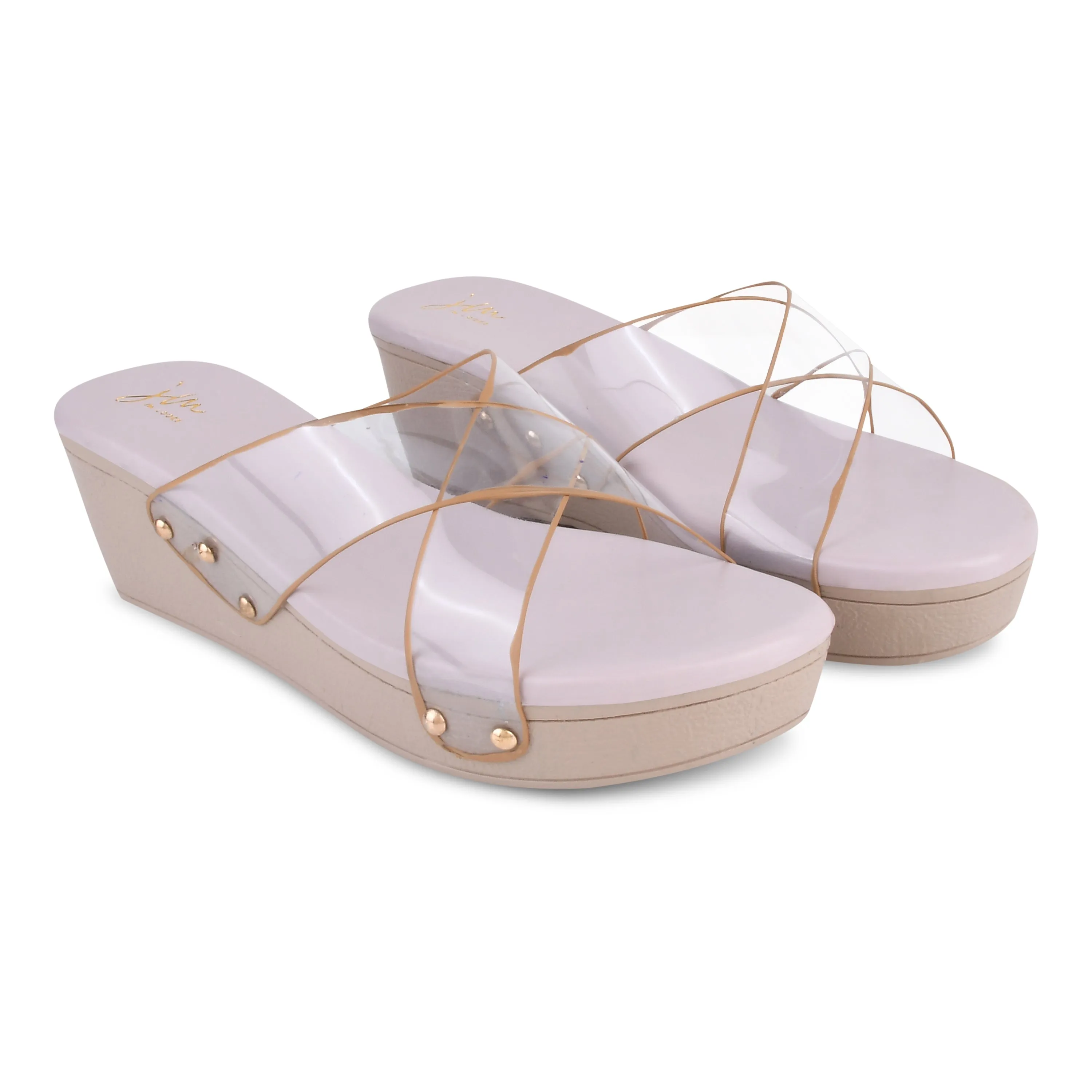 Double Transparent Strap Wedge Sandals