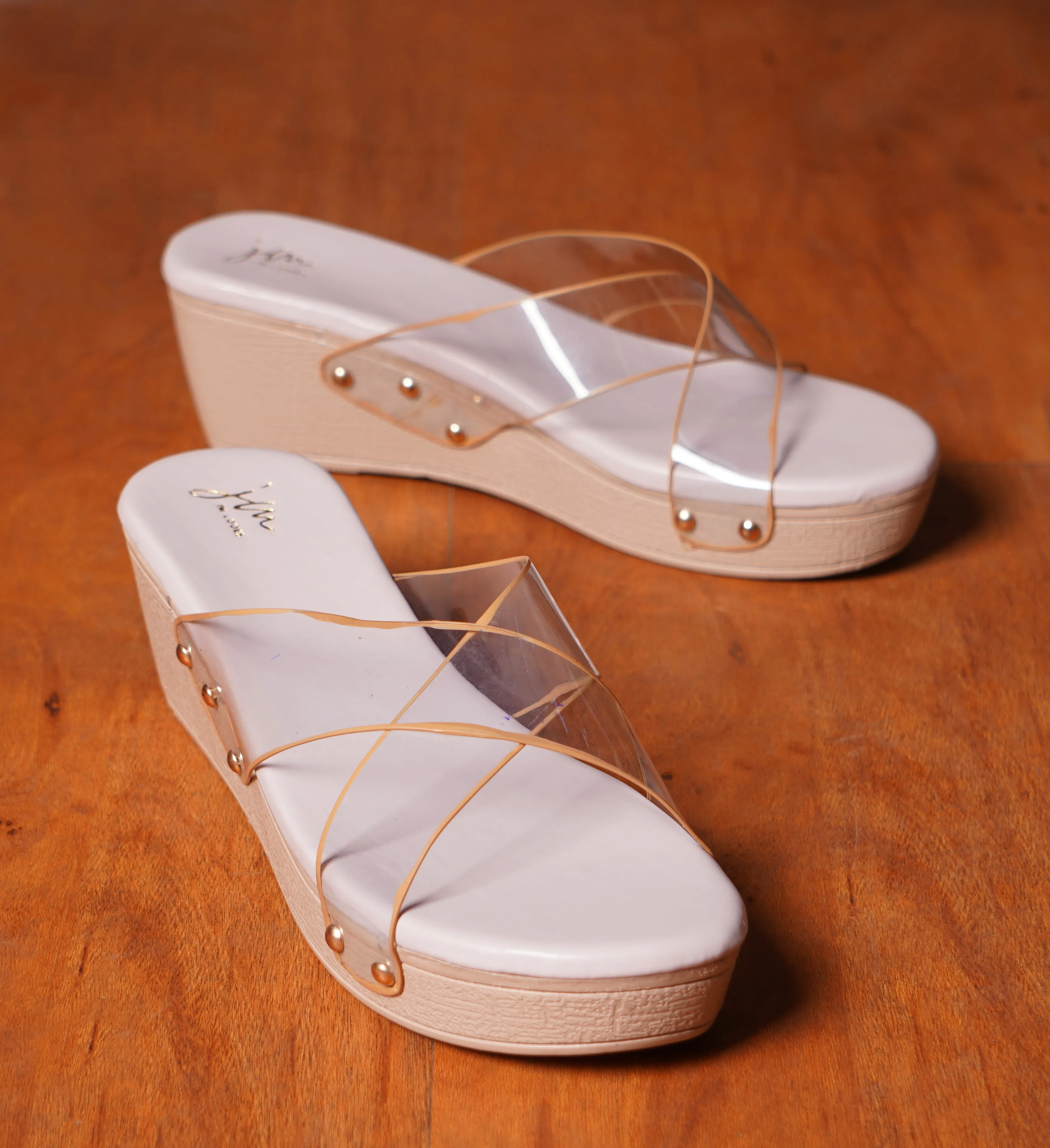 Double Transparent Strap Wedge Sandals