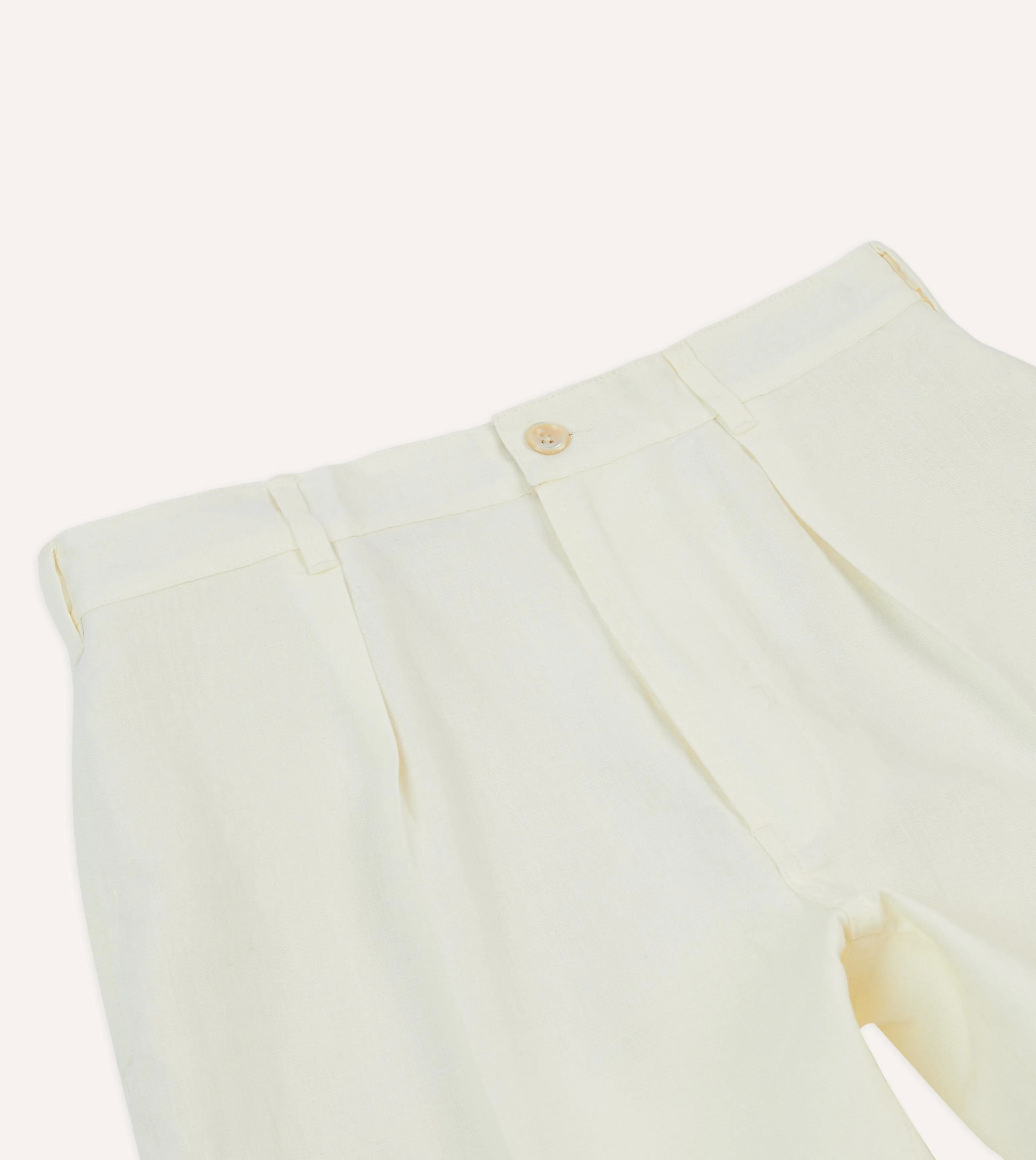 Ecru Linen Single-Pleat Shorts