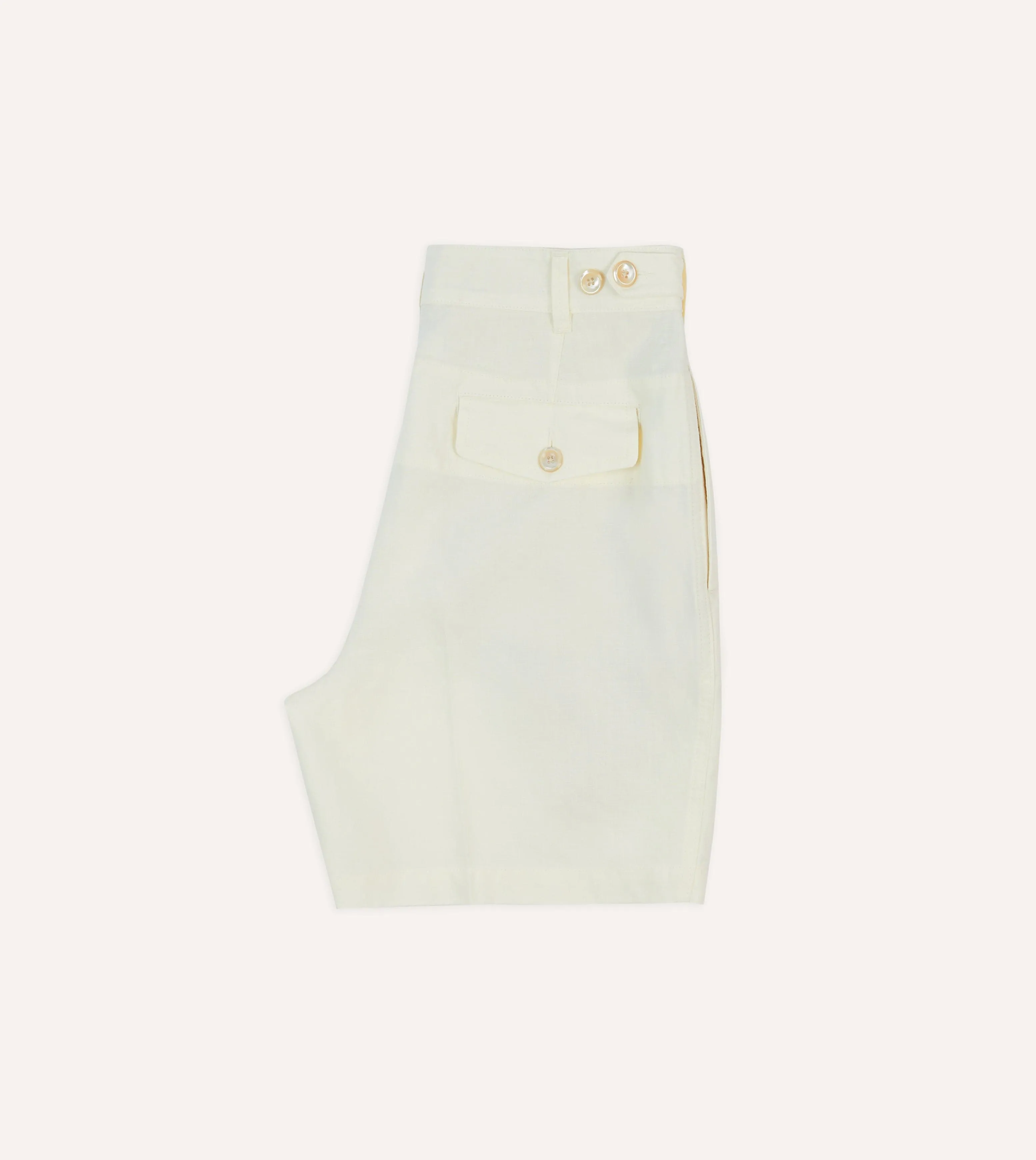 Ecru Linen Single-Pleat Shorts