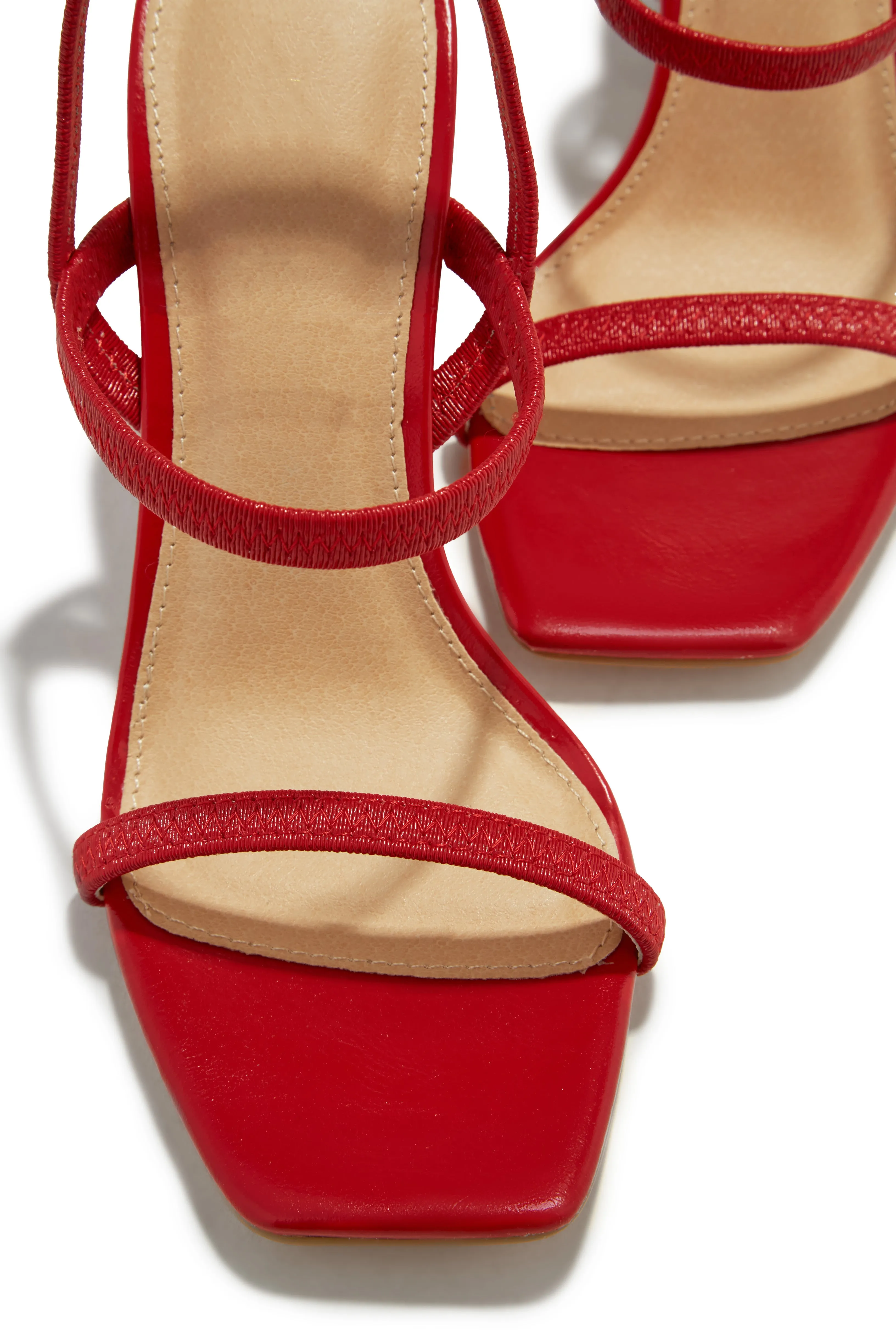 Emerie Slingback Block High Heels - Red