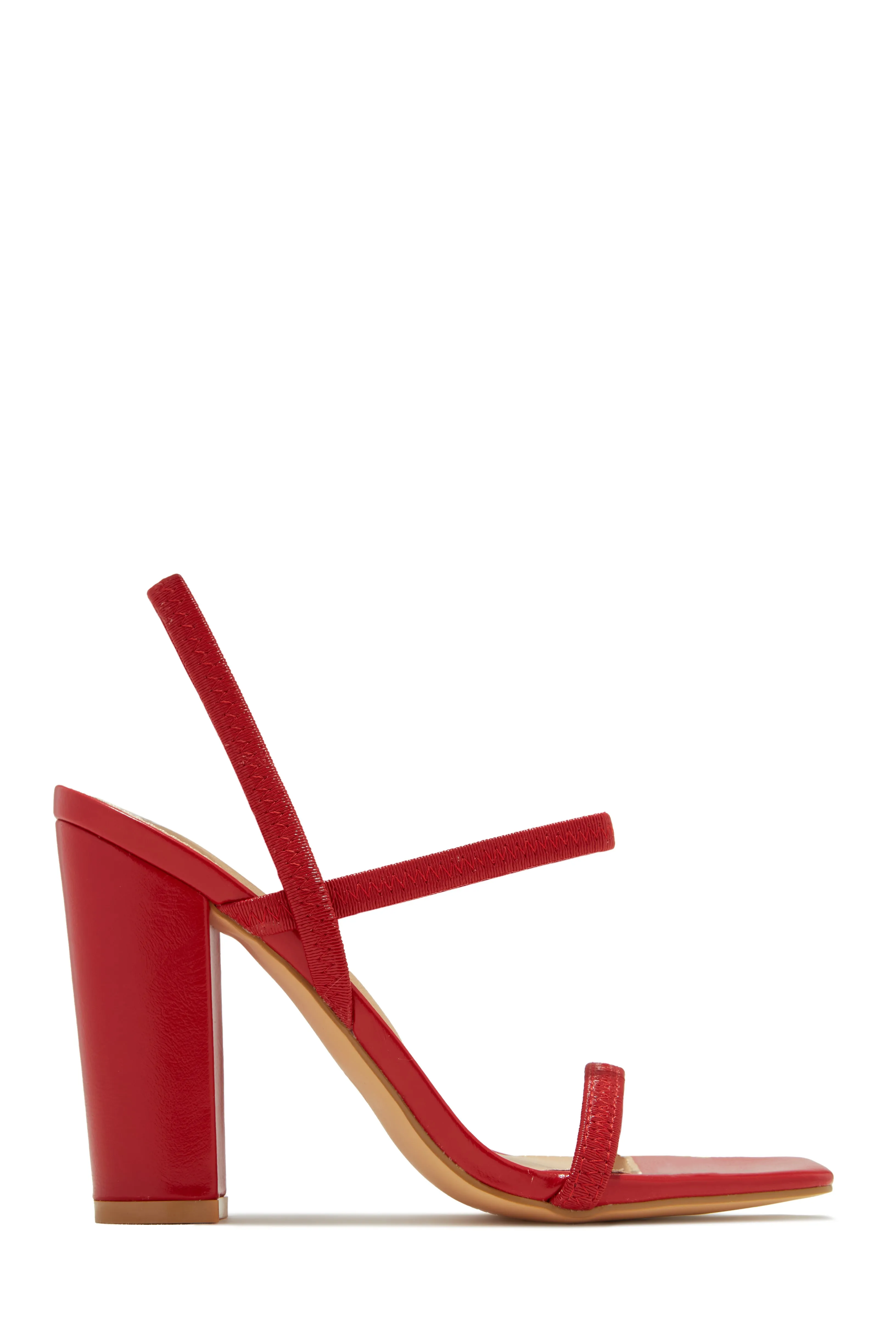 Emerie Slingback Block High Heels - Red