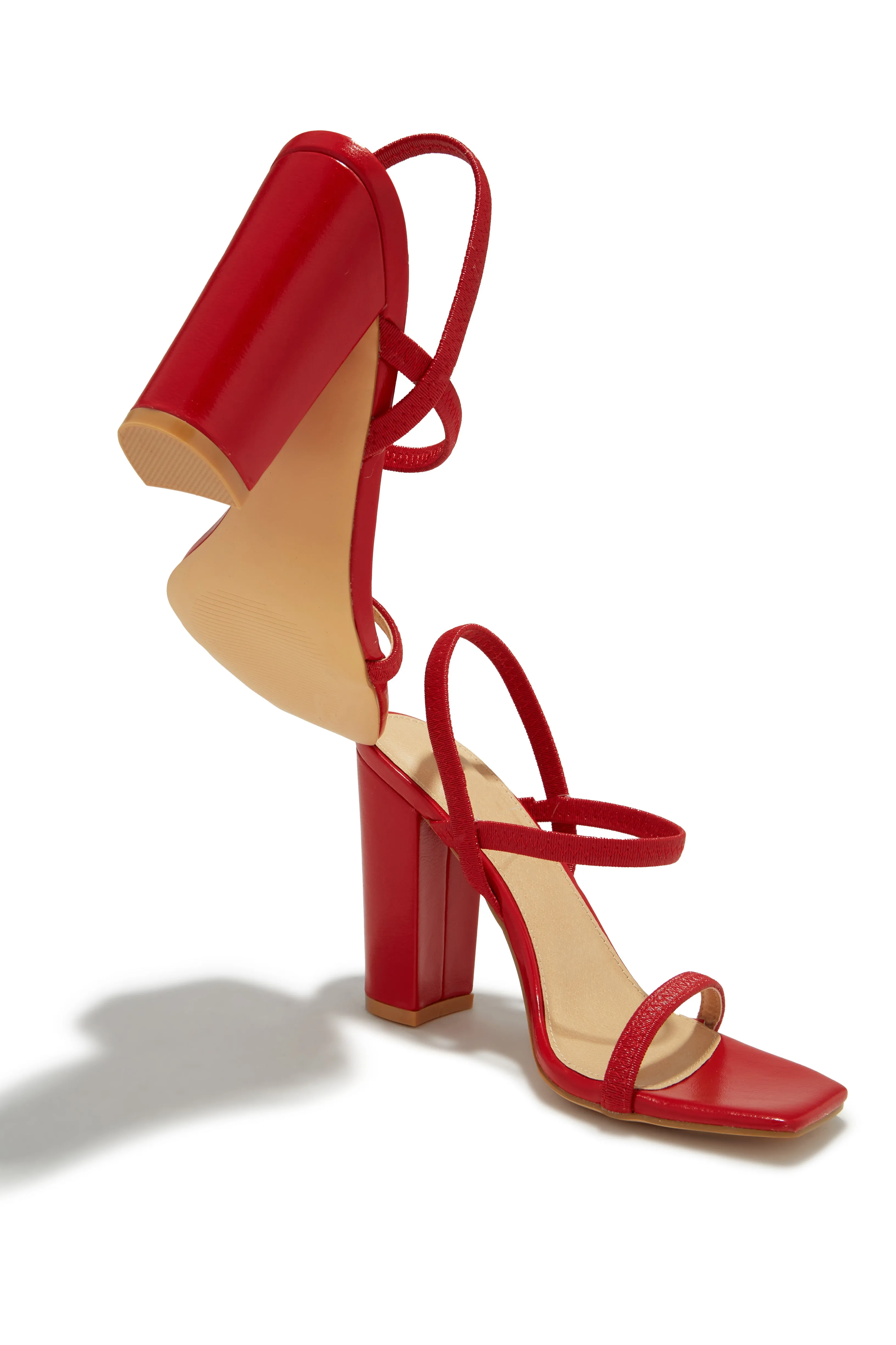 Emerie Slingback Block High Heels - Red