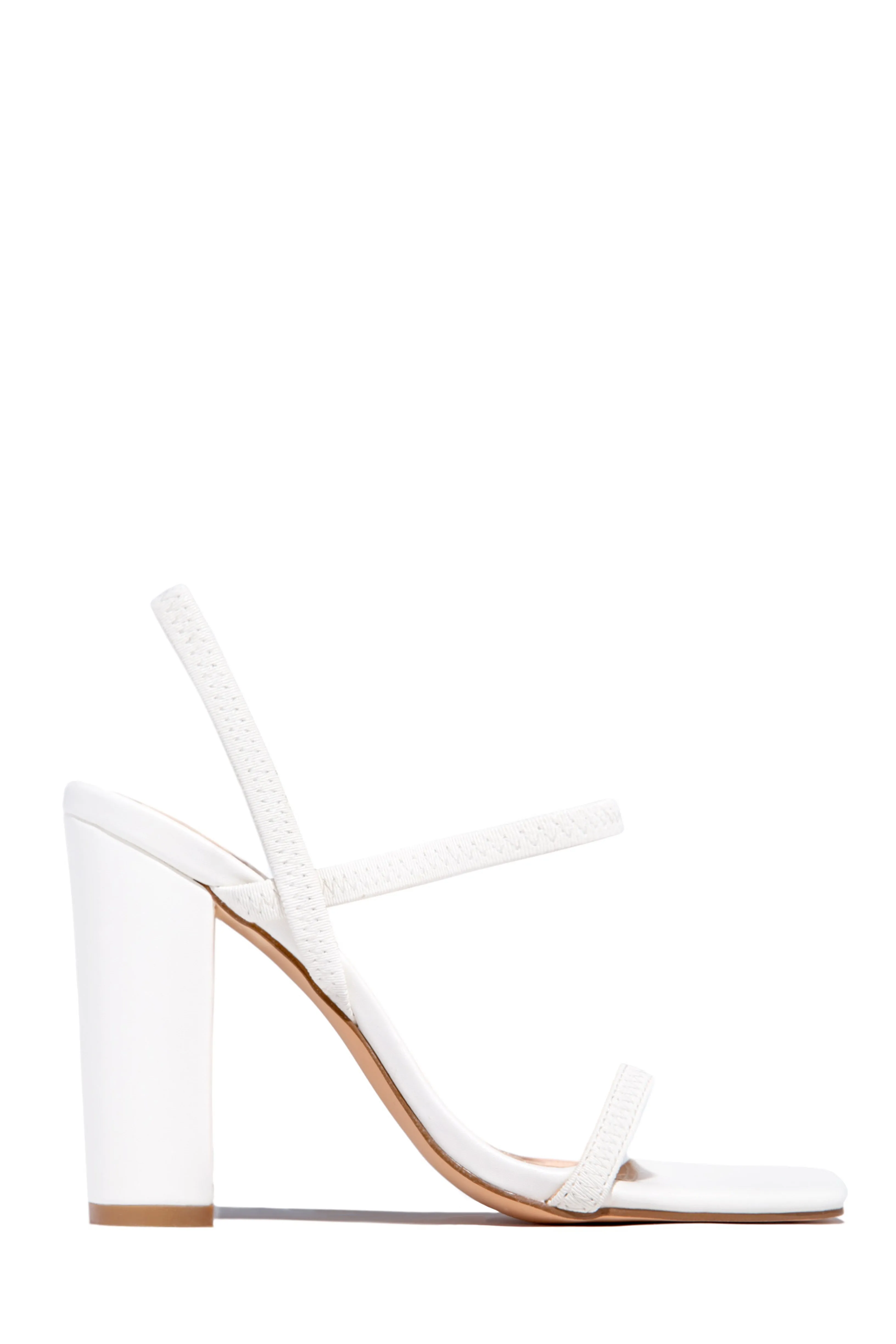 Emerie Slingback Block High Heels - White