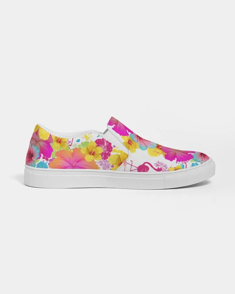 FLAMINGOS HIBISCUS FLORAL CANVAS SHOES