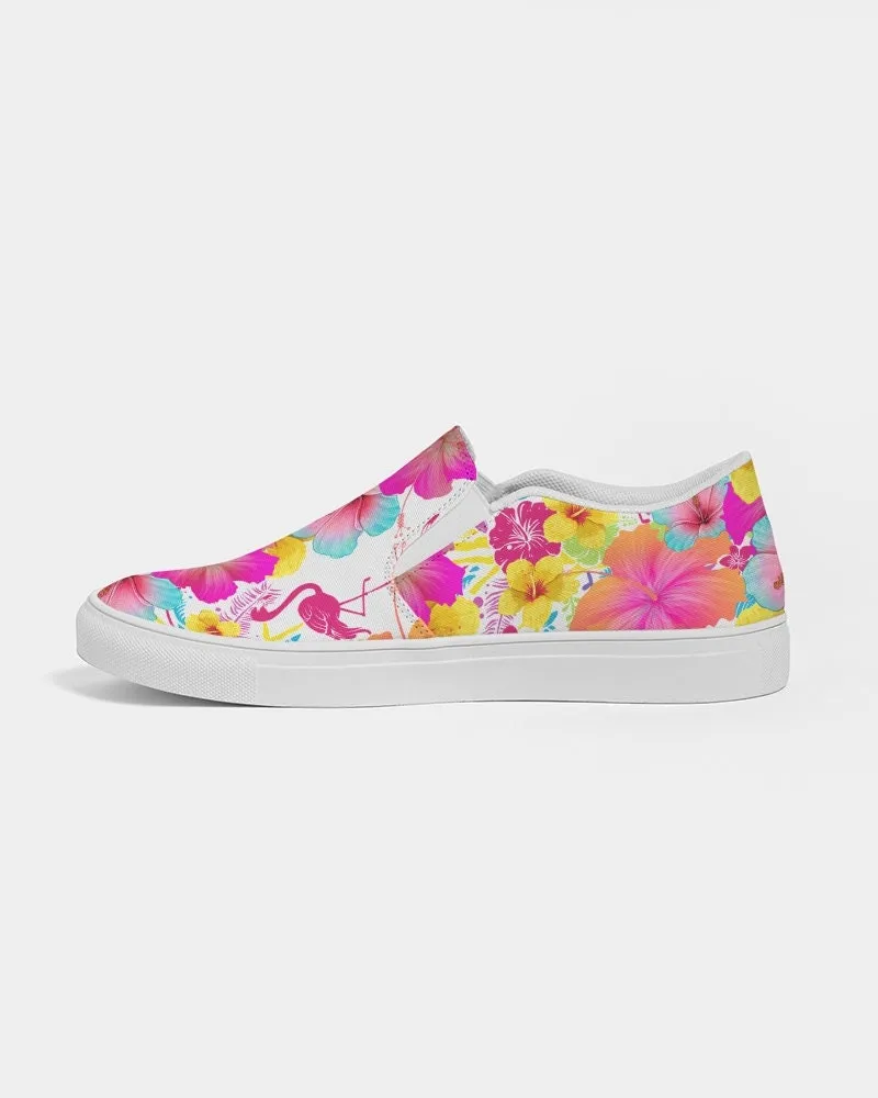 FLAMINGOS HIBISCUS FLORAL CANVAS SHOES