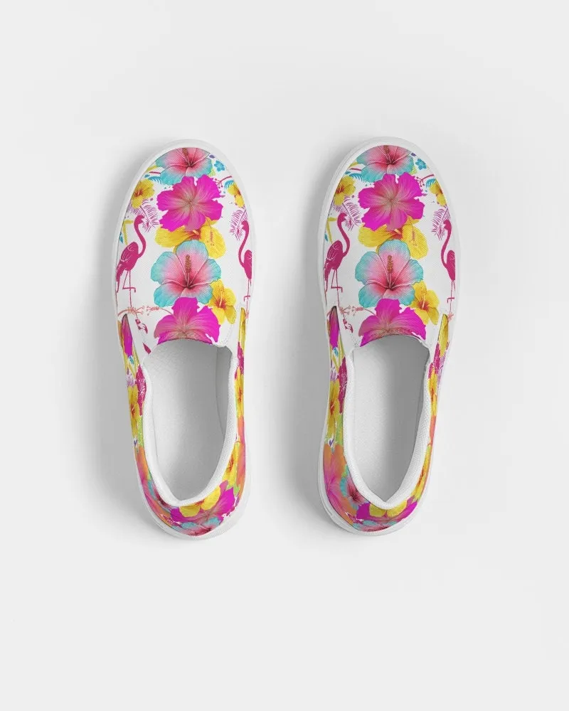 FLAMINGOS HIBISCUS FLORAL CANVAS SHOES