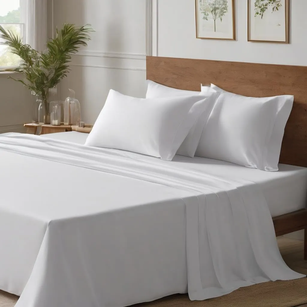 Flat Bedsheet Premium 1000 TC 100% Egyptian Cotton Flat Bedsheet for King Size Bed | 1 Bedsheets with 2 Pillow Covers | Bed Sheet | Chadar Bed | Chadar - King Bed_White Solid with 1000 TC