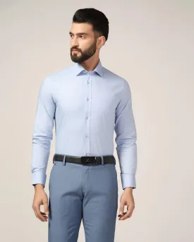 Formal Blue Solid Shirt - Retro