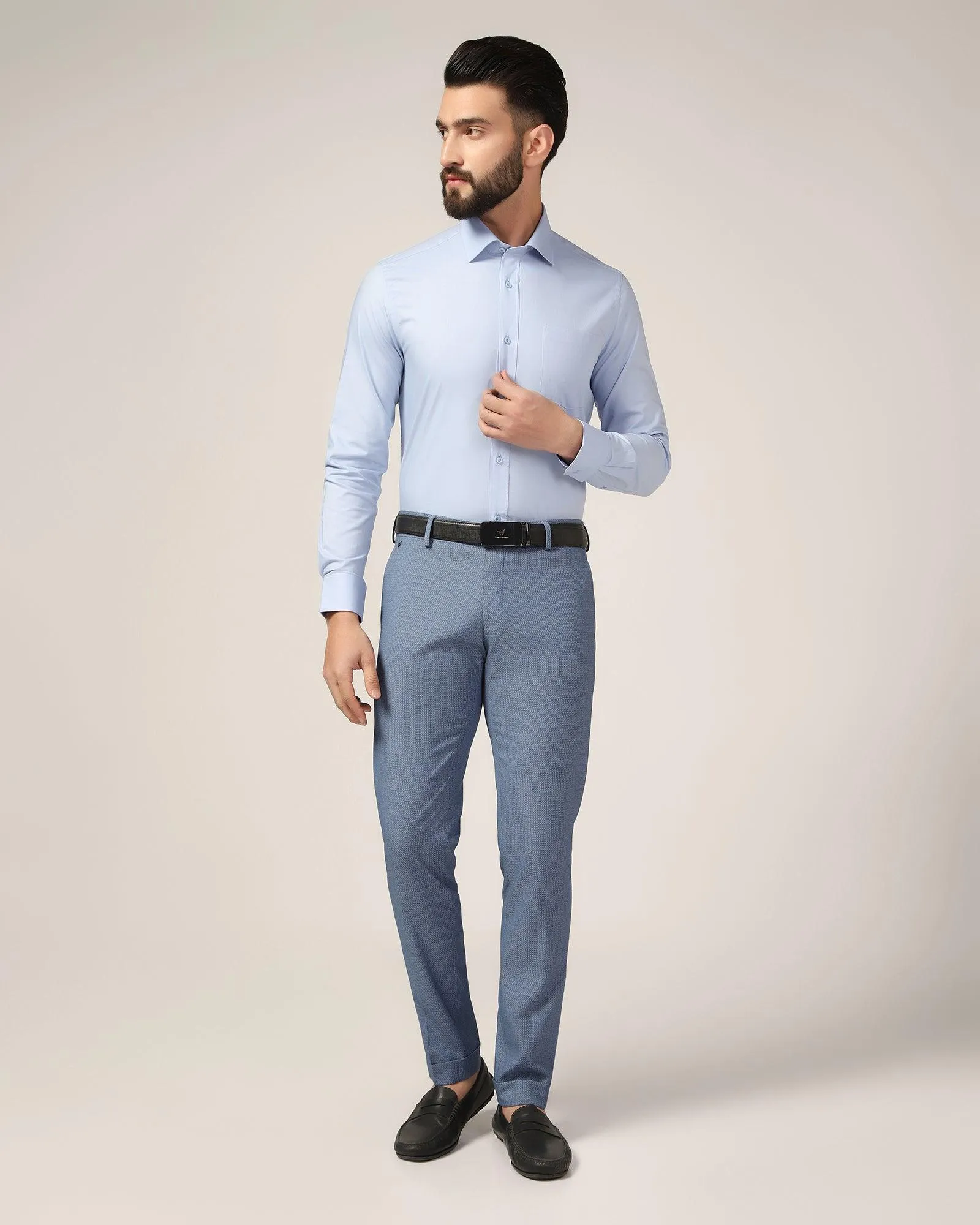 Formal Blue Solid Shirt - Retro