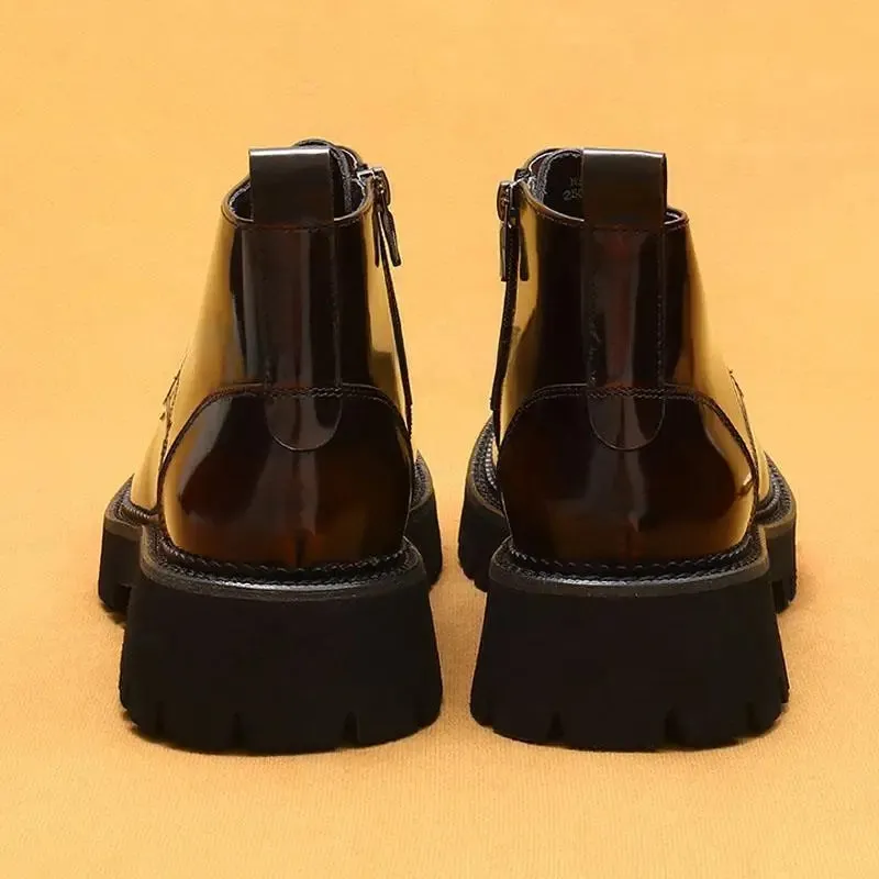 Funki Buys | Boots | Men's Leather Chunky Heel Dress Boots