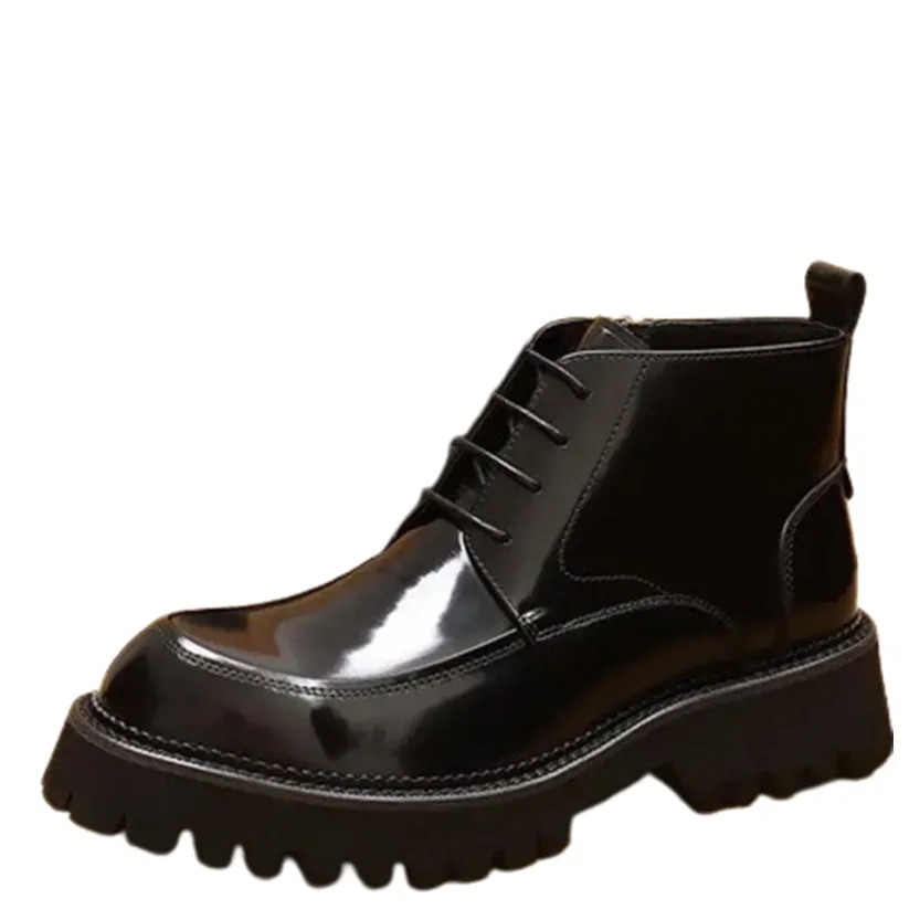 Funki Buys | Boots | Men's Leather Chunky Heel Dress Boots