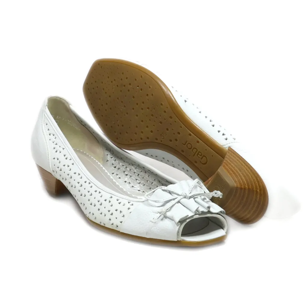 Gabor Mid-Heel Shoes Leather White Colour For Women