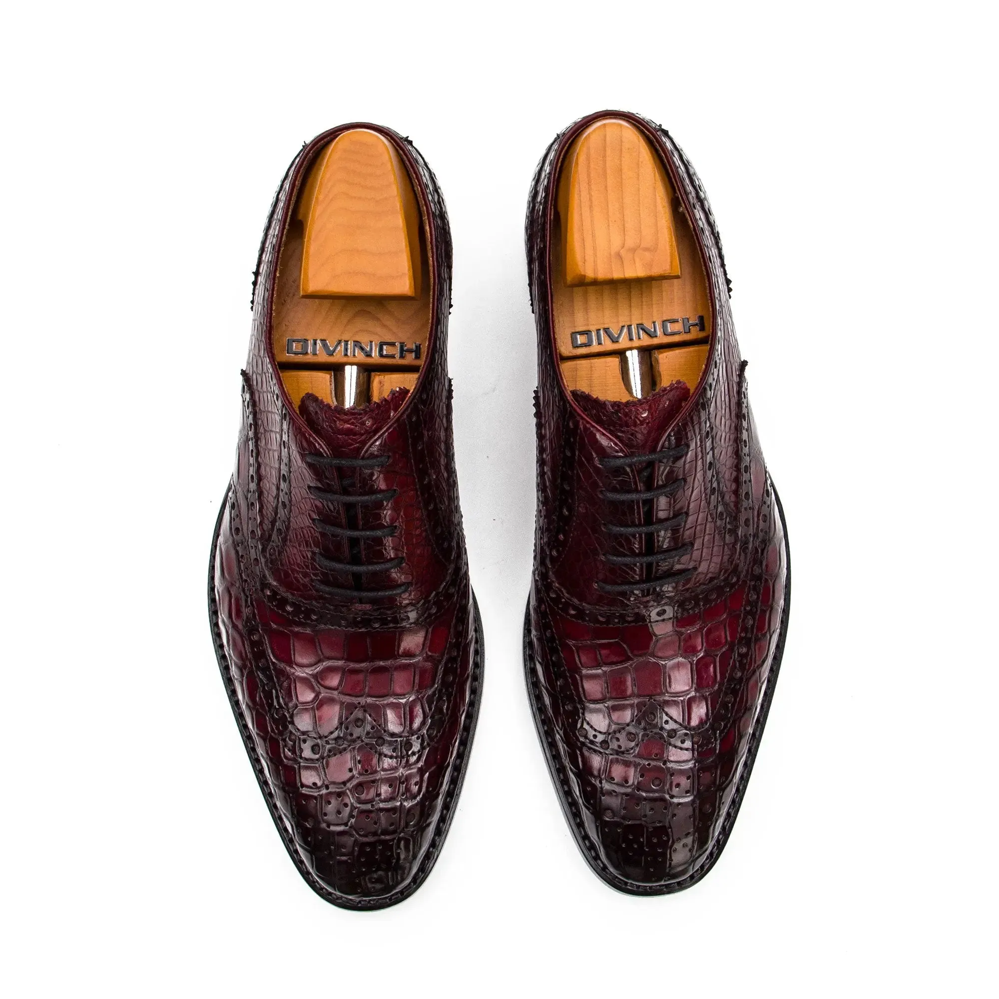 Handmade Crocodile Leather Oxford Shoes Brown