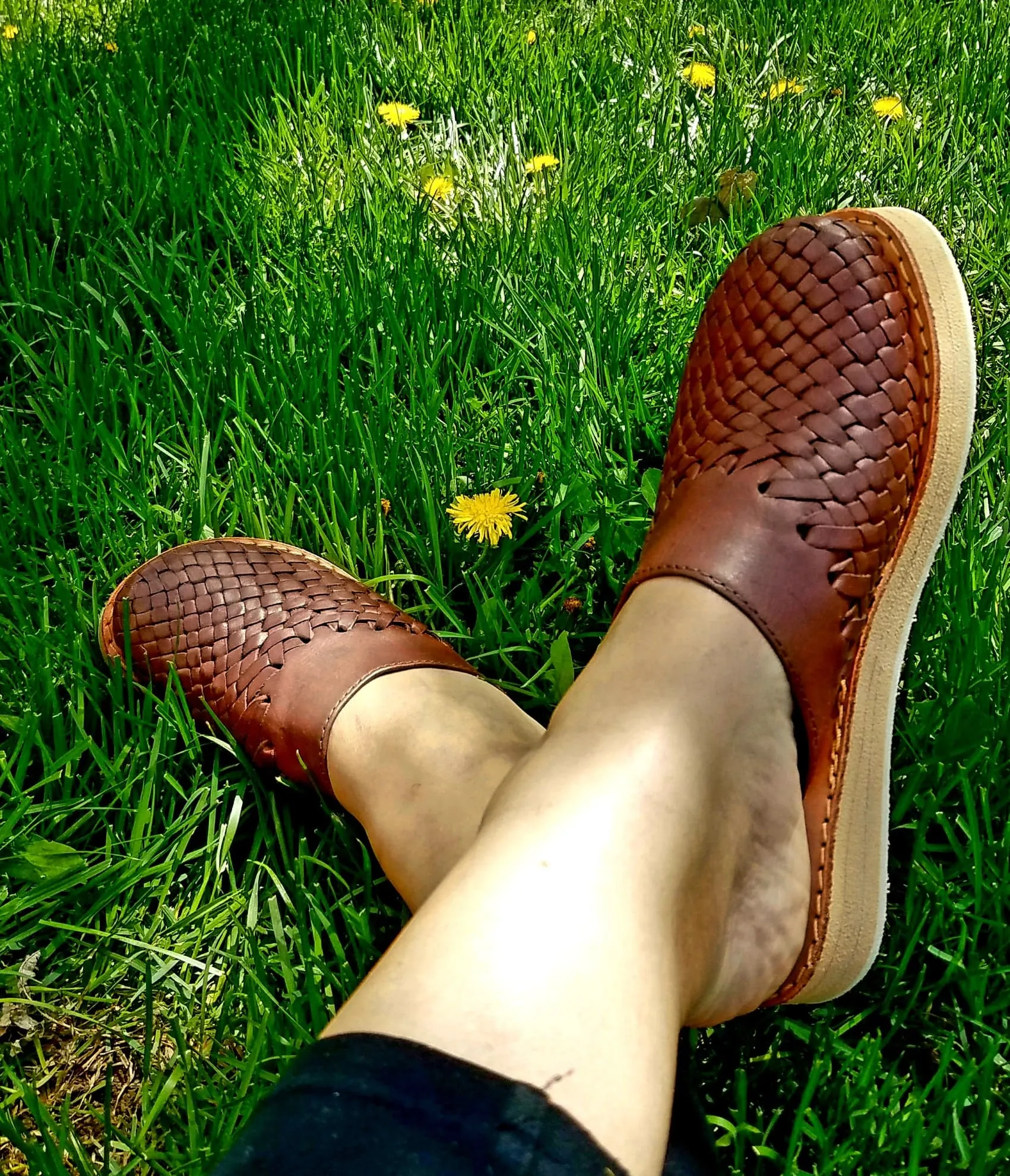 Handmade Leather Mexican Slip On Huarache Mule