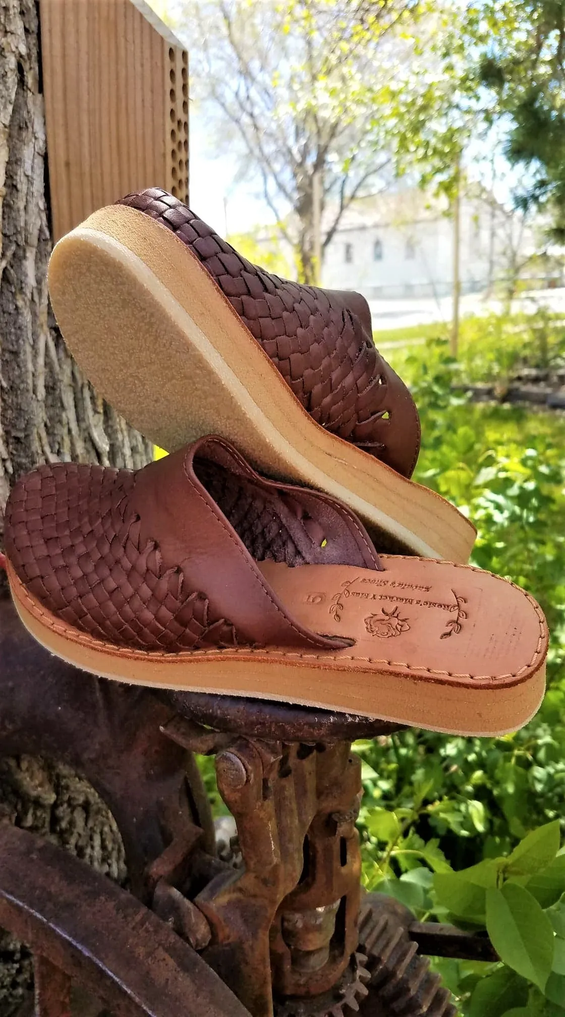 Handmade Leather Mexican Slip On Huarache Mule