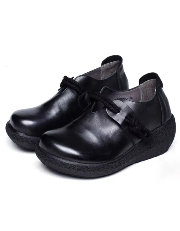 Handmade Retro Leather Waterproof Platform Shoes