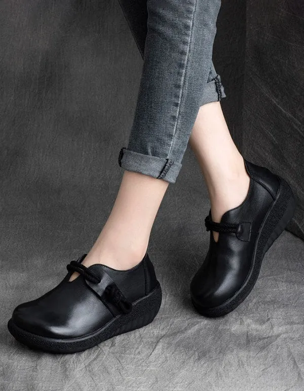 Handmade Retro Leather Waterproof Platform Shoes