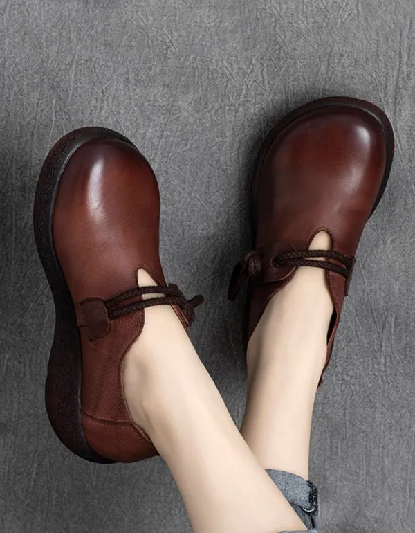 Handmade Retro Leather Waterproof Platform Shoes