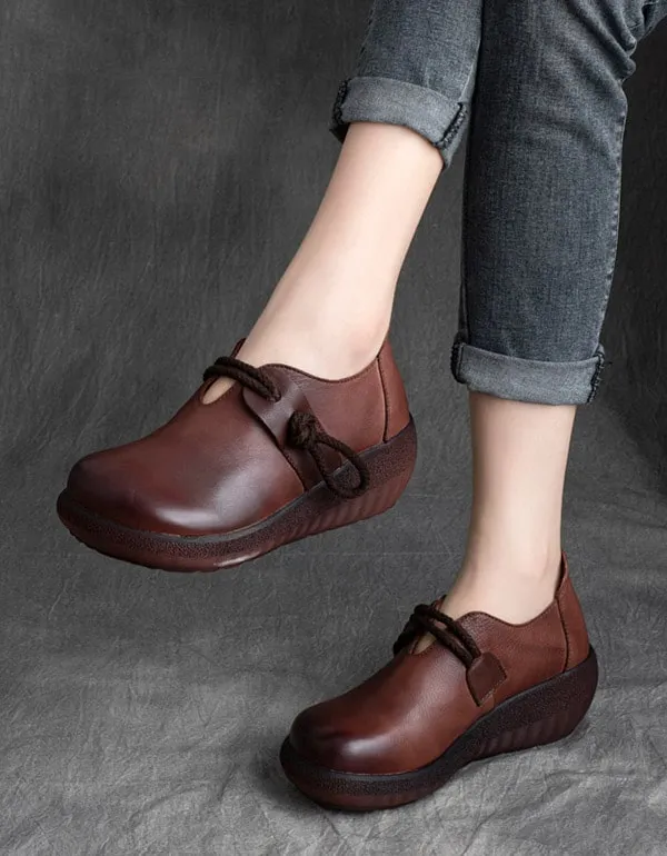 Handmade Retro Leather Waterproof Platform Shoes