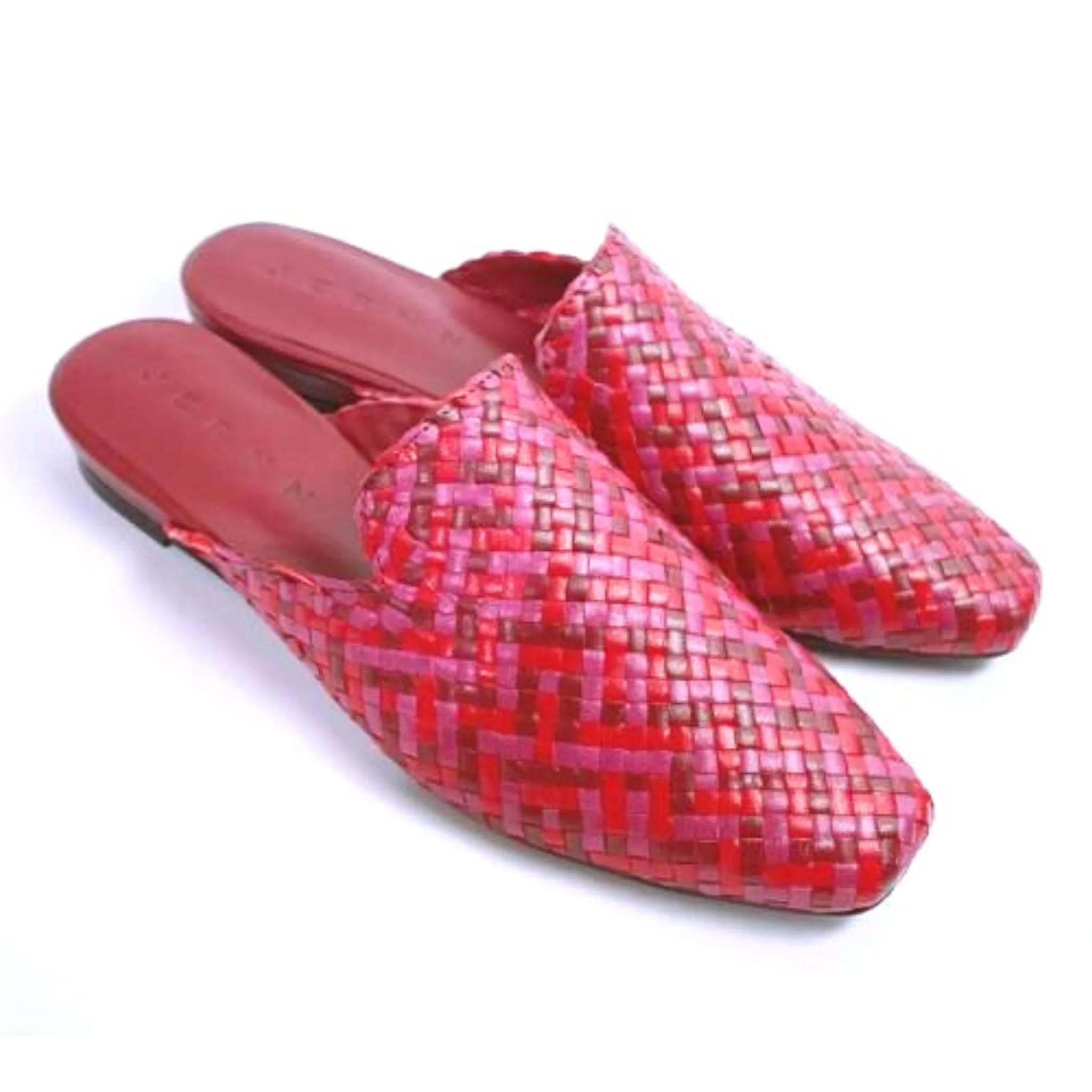 Handwoven leather flat mules - 4013019