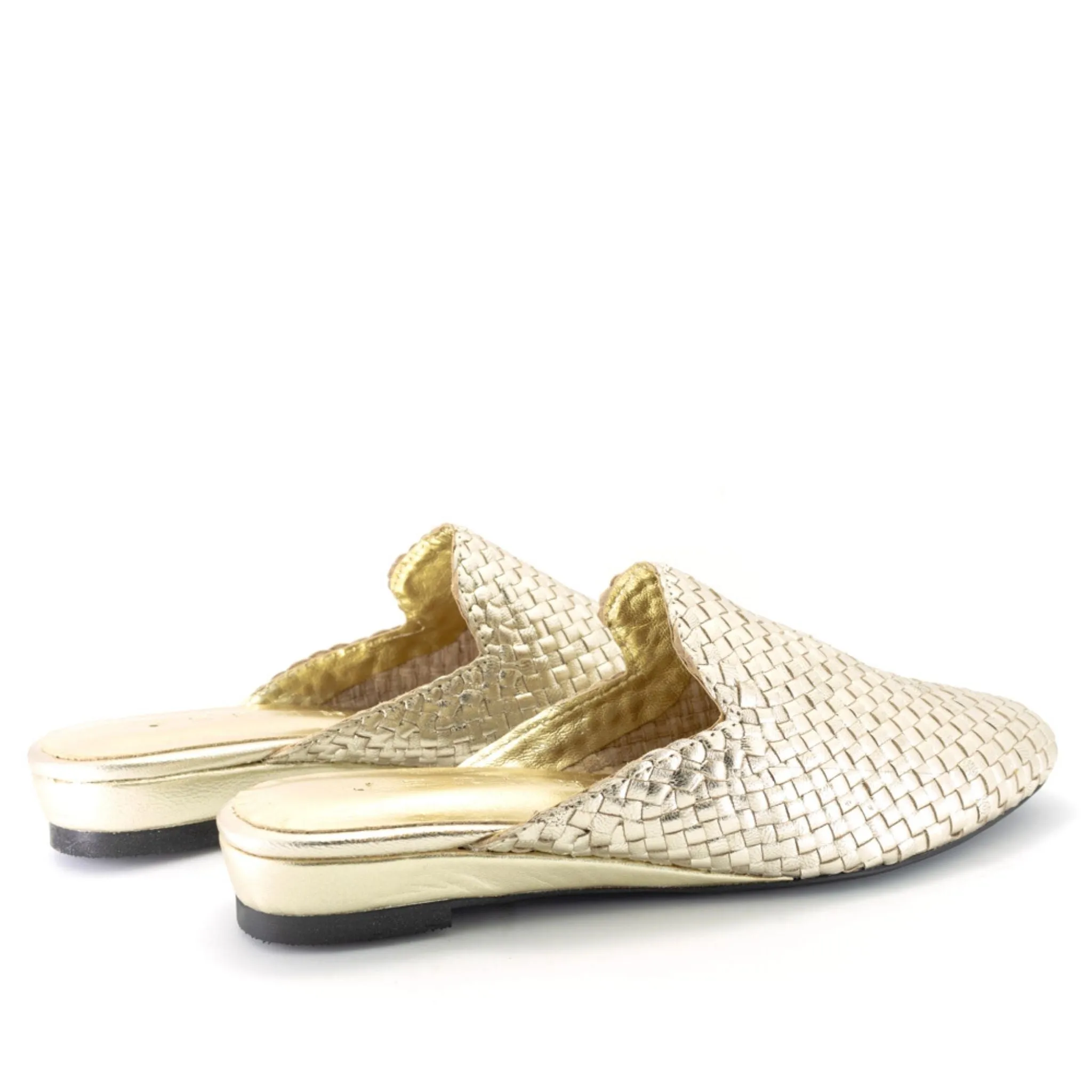 Handwoven leather flat mules - 4013019