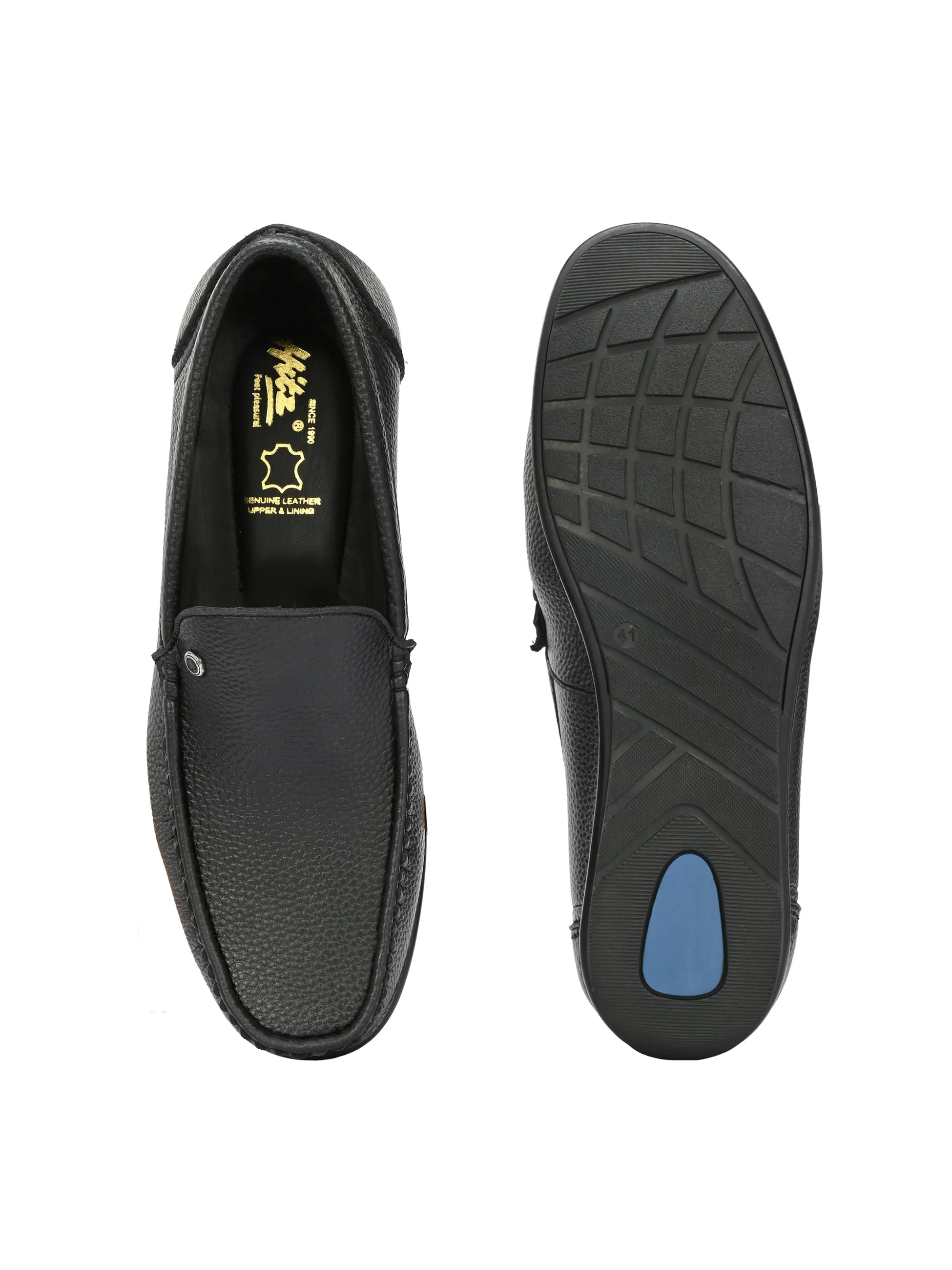 Hitz Men's Black Synthetic Slip-On Comfort Loafer Shoes