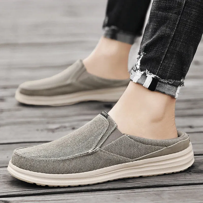 Hnzxzm 2024 Summer Men's Half Slippers Fashion Men's Flat Bottom Casual Shoes Soft Sole Cloth Shoes Support Shoes Men's Sports Shoes