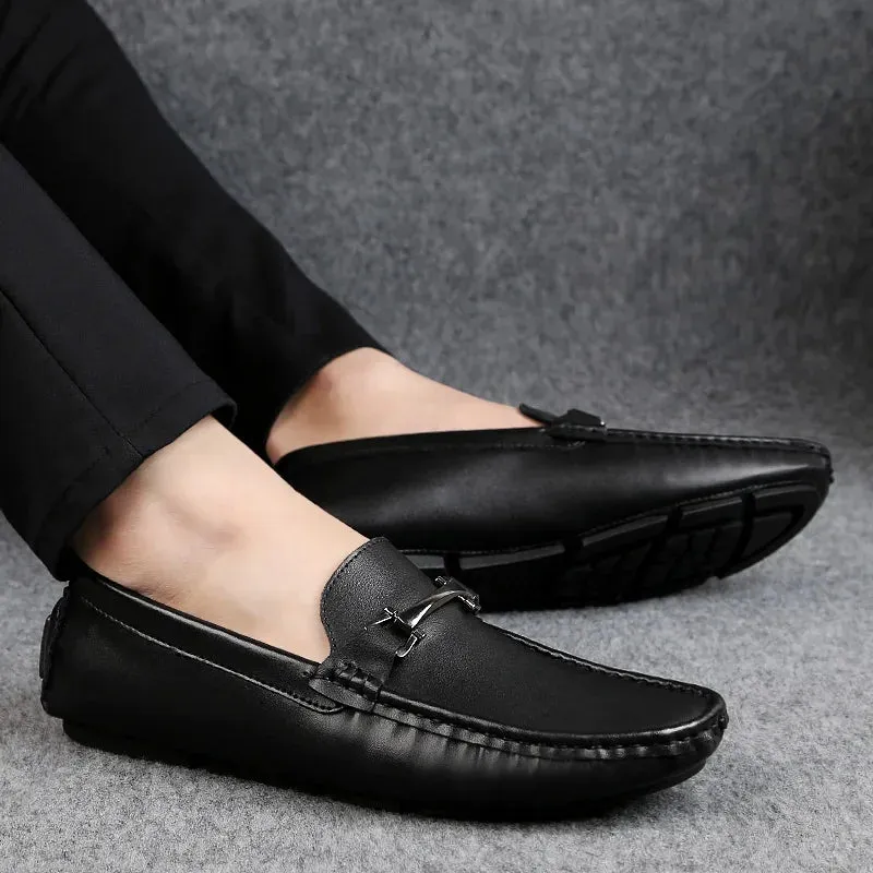 Hnzxzm Man Shoes Classic Fashion Italian Style Genuine Leather Men Loafers Slip-On Mens Leather Loafers Good Quality Men Luxury Shoes