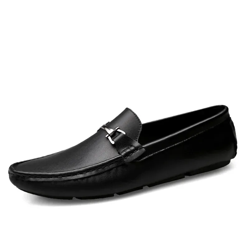 Hnzxzm Man Shoes Classic Fashion Italian Style Genuine Leather Men Loafers Slip-On Mens Leather Loafers Good Quality Men Luxury Shoes